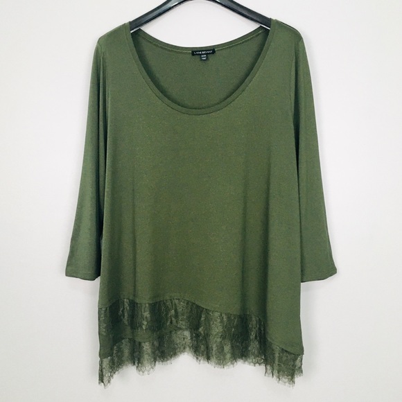 Lane Bryant Lace Embellished Tee Scoop Neck Top